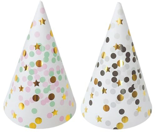 Auroriel 12 Stücke Geburtstagspartyhüte Spitzhut Für Erwachsene Und Kinder Gold Pünktchen Papier Mit Elastischem Band Burtstag Deko Kindergeburtstag Babyshower