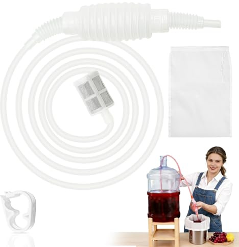 XIANGLONGY Pompa a sifone in PP – Tubo a sifone con pompa a mano e tubo di riempimento per vino, birra, acqua e birra domestica – Tubo filtro per vino per liquidi