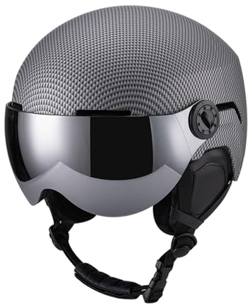 Alomejor Casque de Sport de Neige Casque de Ski Homme Femme de Vélo Adulte avec sécurité et Confort Améliorés pour Snowboard Rose, Bleu, Blanc, Fibre de Carbone pour de Tête 59-61 Cm
