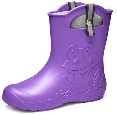 Ladeheid EVA Gummistiefel Damen warm gefüttert durch herausnehmbaren Innenschuh leichte wasserdichte Regenstiefel Griffe zum Anziehen rutschfeste Sohle LA-CA-23