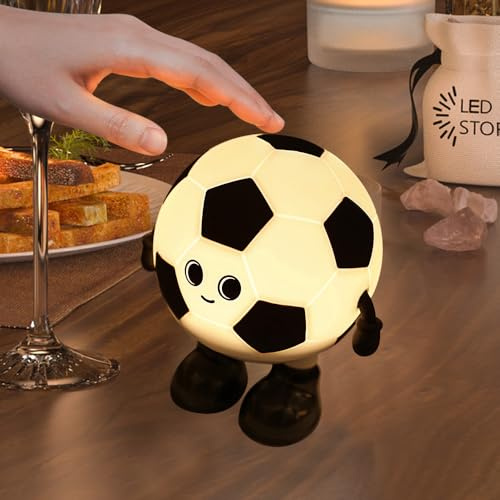 RNPKZ Fußball Nachtlicht, Nachtlicht Kinder, Soft Silikon Touch LED-Lampe mit Dimmbarkeit und Timer, Weiches Silikon Schlaflicht, USB-Aufladung, für Nachttisch Schlafzimmer Tischdekoration Geschenke