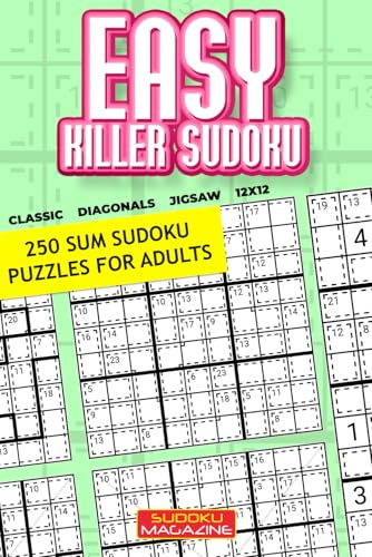 Easy Killer Sudoku: 250 Sum Sudoku Puzzles for Adults