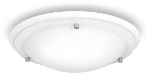 MiniSun | Modern Disc Shaped White Gloss and Frosted Glass Flush Ceiling Light | Bath Ceiling Lights, Home Décor & Improvement Essential | Includes 4W LED Bulb [Cool White]