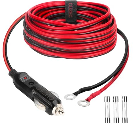 CUZEC - Adaptador de enchufe macho de 15 A para mechero de coche, cable de alimentación con cable de 0,5 m y 16 AWG para inversor de coche, bomba de aire, taza eléctrica y bricolaje