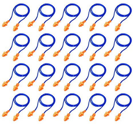 20 pares de tapones de silicona reutilizables con cable, tapones para los oídos con banda de cuerda, cancelación de ruido para dormir, protección auditiva (azul)