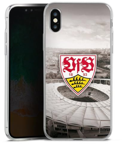 Slim Case extra dünn kompatibel mit Apple iPhone X Silikon Handyhülle transparent Hülle VfB Stuttgart Offizielles Lizenzprodukt Stadion
