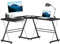 HOMCOM L Shaped Gaming Desk, Corner Computer Desk with Keyboard Tray, Work Table for Home Office, Study Workstation, 130 x 130 x 73.5cm, Black