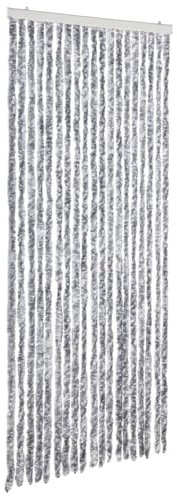 vidaXL Cortina Mosquitera Puerta Chenilla Blanco Gris 56x185cm Anti Insectos Moscas Mosquitos Bichos