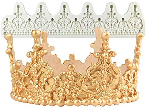 3D Große Krone Silikonform Prinzessin Fondant Backform Tortenaufsatz Filigrane Tiara 7cm hoch