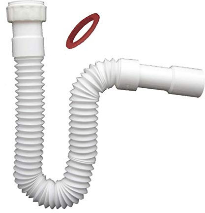 Sanixa Universal-Abflusssiphon flex 1 1/4 Zoll auf 32/40mm Siphon Küche Spüle Bad Waschbecken Ablauf flexibel Spülbecken