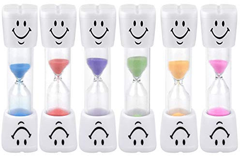 kissral Hourglass Sand Timer, 6Pcs Smiley Toothbrush Timer, 2/3 Minutes Multicolor Hourglass Timer Sandglass Sand Clock For Kids Games,Cooking, Classroom, Tooth Brushing Time