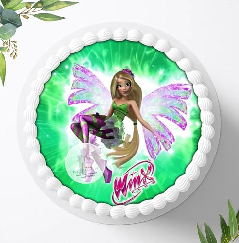 Für den Geburtstag ein Tortenbild, Zuckerbild mit dem Motiv: Winx Feen Elfen, Essbares Foto für Torten, Fondant, Tortenaufleger Ø 20cm, 0539w
