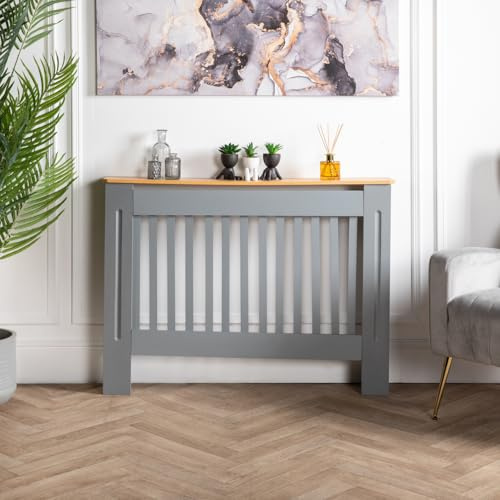 Home Treats Small Radiator Cover | Heater Cover | Grey Radiator Cover | Radiator Shelf | Living Room Furniture (Medium, Grey)
