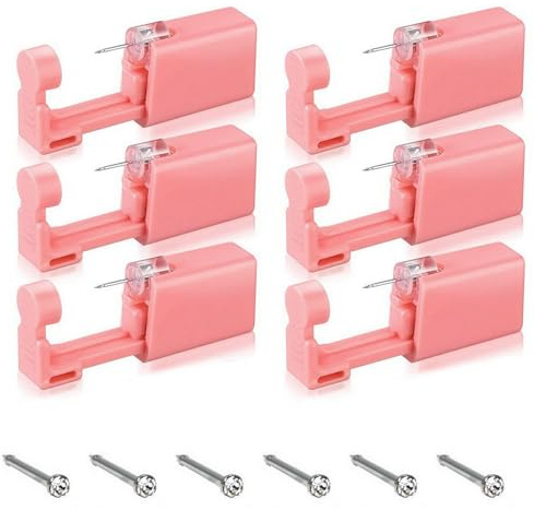 Disposable Nose Piercing Kit Tool Stud Safety Sterile Portable Nose Piercing Kit Tool Self Nose Piercing Gun Pack of 6