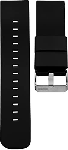 Oozoo Ersatzarmband Uhr 20mm Silikon - Schwarz mit silbernem Verschluss - Silikonarmband 20mm für Armbanduhren - Ersatzarmband Uhr Damen & Herren - Uhrarmband 20mm Schnellwechselverschluss 400.20