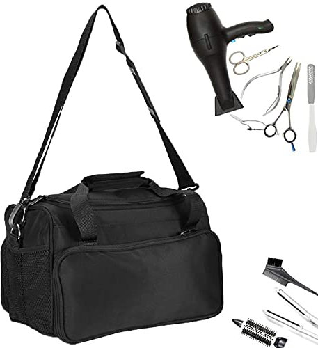 Brrnoo Large Capacity Hairdresser Bag with Shoulder Strap, Portable Tool Bag for Salon Equipment, Black