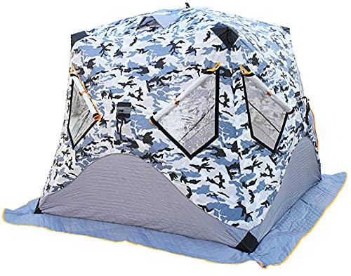 FYLZW Outdoor-Camping-Eisfischenzelt, Winter-Angelzelt Tragbares Isoliertes Eisfischen-Zelt, Einfach Einzurichten, 180X180X200CM, Camouflage