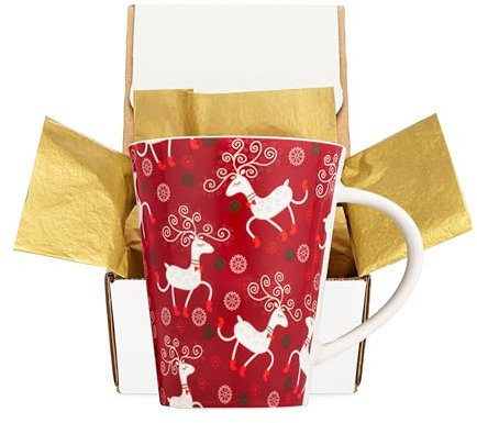 K-Kraft Weihnachtstasse Rentier - 340 ml - Keramik - in Geschenkbox - 4 Designs zur Auswahl