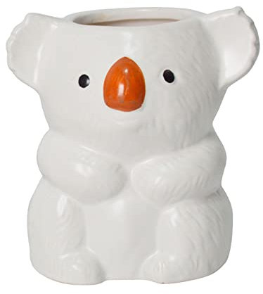 HJHIWE 2 Stück niedliche Cartoon-Koala-Vase aus Keramik für Sukkulenten und Kaktus-Pflanzgefäße, Cartoon-Tierform, Blumentöpfe für drinnen und draußen, kreative Dekorationen