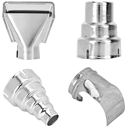 4 Pcs Heat Gun Nozzles Kits, Stainless Steel Reflector Nozzle Set Hot Air Guns Soldering Station Tool Oblique Nozzle Wide Welding Jet Shrink Wrap Reflow Accessories Exquisite Workmanship Repair Tool
