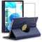 ebestStar - Funda para Realme Pad 10.4 (2021), Carcasa Capa Giratoria, 360 Protectora, Cuero PU Soporte, Azul Oscuro + Cristal Templado