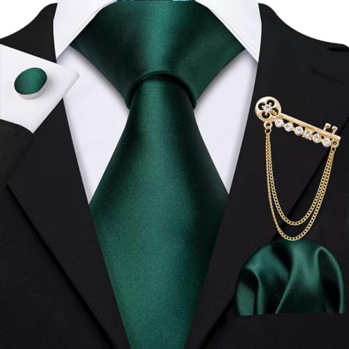 GEDASHU Cravate Homme Homme Broche Cravate Cravate Homme Vert Rayé Jacquard Soie Mouchoir Noeud Papillon Fête Mariage