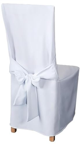 HOME DEKO Stuhlhussen mit Schleife, Universal-Sitzbezüge zum Schonen von Stühlen für Wohnzimmer, Esszimmer oder Küche, Perfekt für Anlässe Aller Art, Weiß, 4 Stück