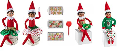 The Elf on the Shelf Holiday Outfit Accessory Value Pack - 3 Different Sets in One - Baker Set with Apron, Spatula, Mixing Bowl, Two Piece Party Skirt, and Donut PJ Set