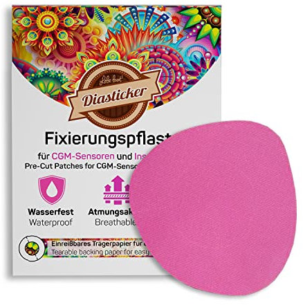 Diasticker® | Overpatch XL Fixierpflaster 8,5 cm (10 Stück, Pink) - Freestyle Libre 2, Dexcom G6, Guardian, Katheter | Wasserfest - Atmungsaktiv - Starker Halt | Patch, Fixierung, Tape, Pflaster