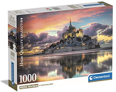 Clementoni - Puzzle 1000 Teile für Erwachsene und Jungen, Kollektion, Thema Le Magnifique Mont Saint Michel, Geschenkidee für Damen und Herren, Made in Italy, 70 x 50 cm, 39769