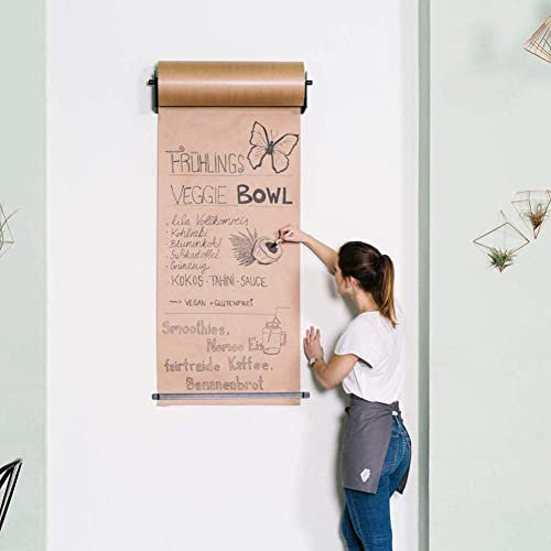 Usknxiu Kraftpapier-Rollenhalter, an der Wand befestigte hängende Staffelei, Spender mit Schneidestange Kraftpapierrollen-Display für Wohnzimmerdekoration,30cm/12inch