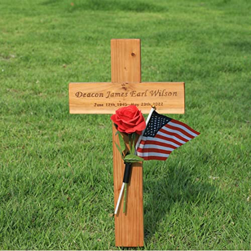 SHINCEL Croix commémorative personnalisée en Bois pour Bord de Route, extérieur, cimetière, funéraire, Plaque tombale personnalisée pour Vos Proches, Animaux domestiques, Chiens, Chats