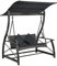 Hommdiy Hollywoodschaukel 3-Sitzer mit Dach Poly Rattan Grau