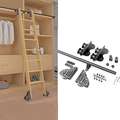 Kit ferramenta per Porta del fienile Binario per Scala Scorrevole, Scala a Scomparsa per libreria Scorrevole Kit di Parti Metalliche per Binario/Binario per Appendiabiti a rulli Kit di Scale