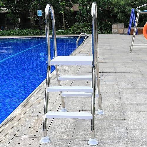 BOTOWI 500 Lb Pool Ladder, 304 Stainless Steel Frame 33/43/52 Inch Pool Entry Step Ladder with Secure Non-Slip Steps for Above Ground Outdoor Swimming Pools, 2/3/4 Steps Ladder,33in