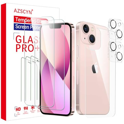 Rückseite Schutzfolie für iPhone 13 Mini, 2 Stück Panzer Schutz Glas + 2 Stück Kamera Panzer Schutz Glas, HD Klar Schutzglas Panzerfolie, Displayschutzfolie-kratzfest -keine Luftblasen -9H-Härteglas