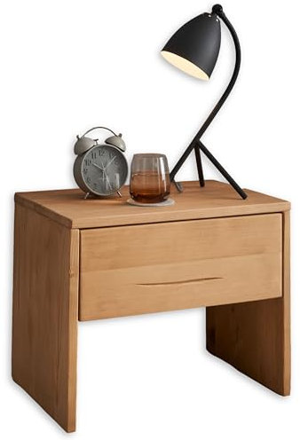 HILLA Nachttisch Massivholz Fichte - Hochwertiger Nachtschrank mit Schublade - 50 x 41 x 35 cm (B/H/T)