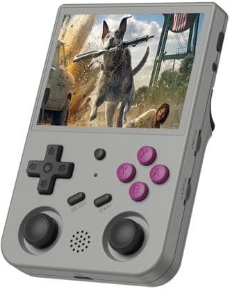 ANBERNIC RG353V - Consola de Juegos portátil, Pantalla IPS, 3,5 Pulgadas de Alta resolución, 640 x 480 px, Sistema operativo Dual Android 11 y Linux 2G/64G+16G, batería de 3200 mAh, Gris