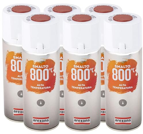 FEI FAN Smalto Spray Acrilico Per Alte Temperature, Resistente Fino a 800°C, ROSSO 400ml (6 Bombolette)