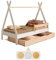 smartwood Hausbett 60x120 - Kinderbett mit Schublade Tipi D Weiß aus Kiefernholz mit FSC-Zertifikat - Rausfallschutz & Lattenrost bis zu 230 kg für Jungen und Mädchen - Einfache Montage