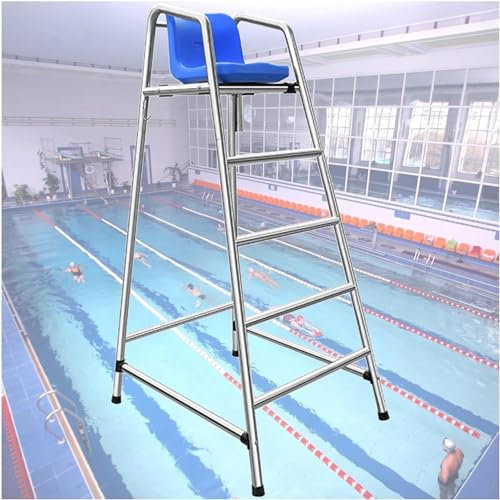 AviiSo Schwimmbadleiter 120 cm/150 cm/180 cm hoch Pool-Rettungsschwimmerstühle, Robuster Edelstahl Erhöhter Rettungsschwimmerstuhl für Erwachsene/Sporttrainer/Kinder, Belastbar mit 300 kg(Size:85x100x