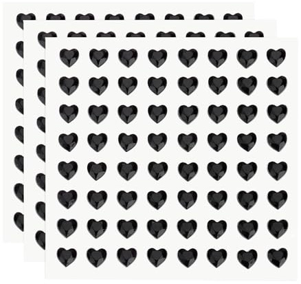 QUARKZMAN 192 Stück Herz-Rhinestone 6mm Selbstklebende Strasssteine Schwarz | Strasssteine Schmuckaufkleber für Schmuckherstellung, Valentins-Make-up, DIY-Basteln