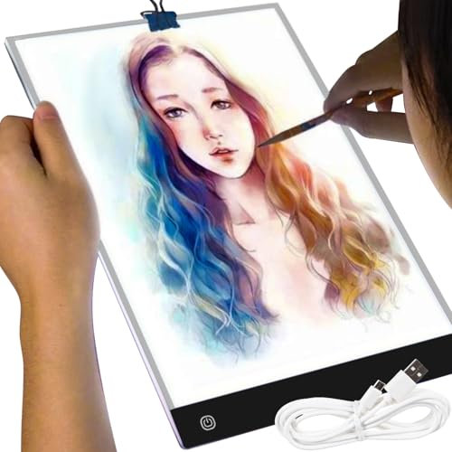 Tablette lumineuse A4 LED - Luminosité réglable - Port USB pour le dessin - Peinture diamant - Pour enfants et adultes - 23506