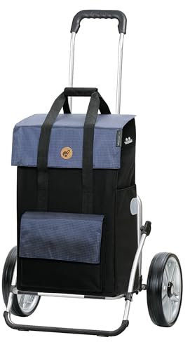 Andersen Einkaufstrolley - klappbar - 43 Liter - Aufhängung für Einkaufswagen - belastbar 50 kg - Aluminium - Trolley - Kugellager-Rad Ø 25 cm - Cargo Shopper XXL Vektor blau