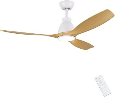 Newday 132cm Deckenventilator Holzige mit Licht Beleuchtung und Fernbedienung, Deckenventilatoren mit Beleuchtung Leise DC Motor, Deckenventilator mit LED Beleuchtung Dimmbar für Schlafzimmer