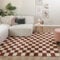 FRAAI Retro Teppich - Gambit Braun Weiß 120x170cm - Blöcke - Wohnzimmer, Kinderzimmer, Schlafzimmer - Fellteppich - Rug