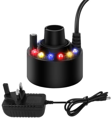 HOTUT Mini Mist Maker,12 LED Mister Fogger,Mini Fog Atomizer,Water Fountain Pond Fog Machine Atomizer Air Humidifier,Pond Fog Atomizer,Mist Fountain for Pond Perfect for Halloween,Christmas Decor