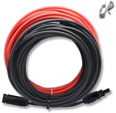 KUBOWAI Alargador de Cable Solar, 4 mm², 1/3/5/10/15/20 m, Cable Solar Fotovoltaico, Cable de Conexión Solar, Clase de Voltaje 1500 V, Conector Impermeable IP68 (4 mm²/10 m)