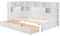 Weißes Plattformbett mit Ausziehbett, Bücherregal, USB-Anschlüssen und Schubladen, 90 x 190 cm, multifunktionales Haushaltsbett mit staubdichtem Schrank und Regalen für großen Stauraum