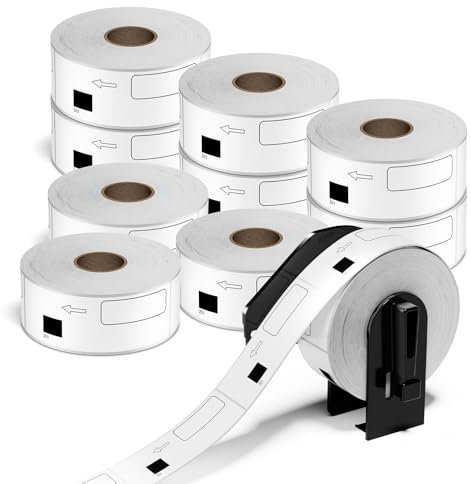 10 Rollen Ersatz für Brother DK-11201 DK11201 Etiketten, 29mm x 90mm Adressaufkleber, kompatibel mit Brother QL-500 550 570 700 710W 720NW 800 810W 820NWB 1050 1110NWB, Schwarz auf Weiß